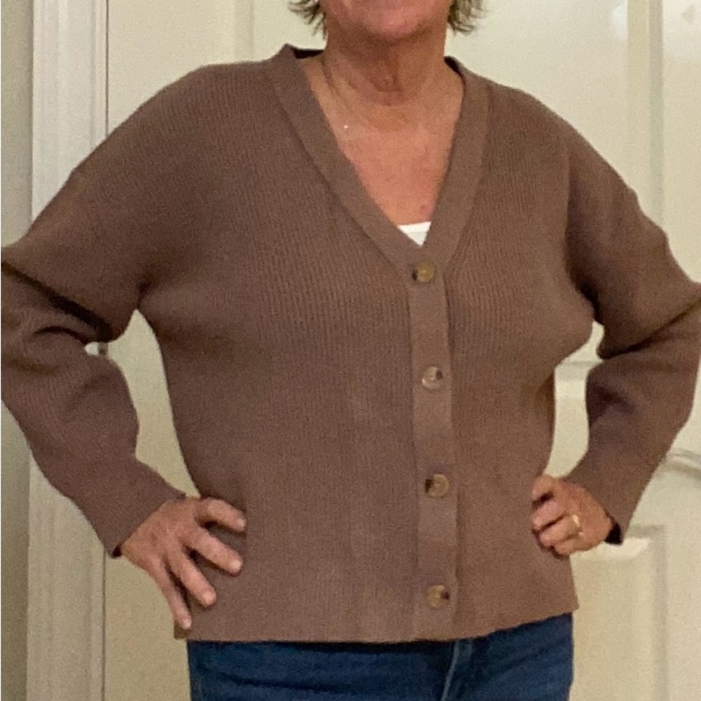 Women's Brown Button-Up Sweater